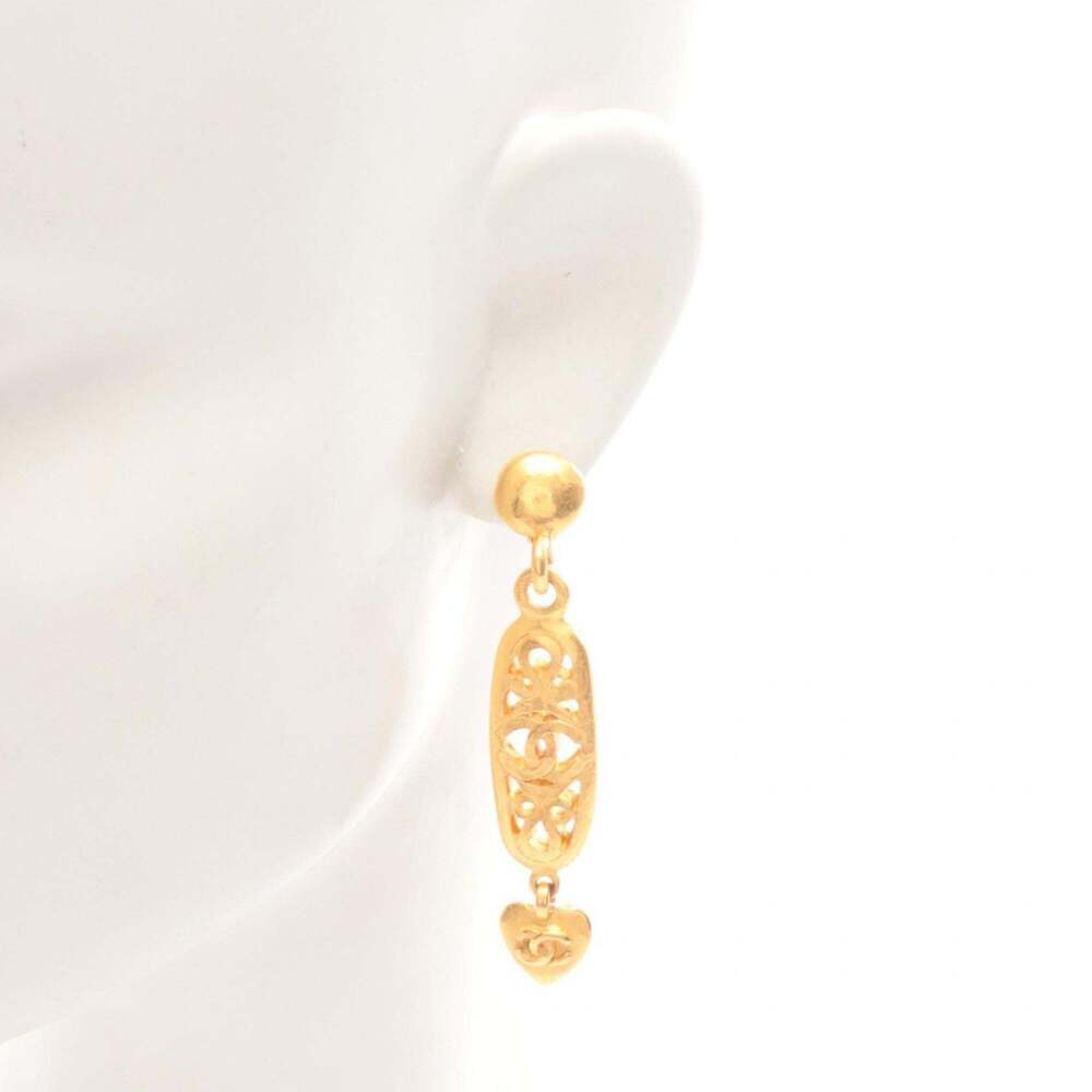 CHANEL Authentic Gold Logo Earrings - Picture 4 of 5